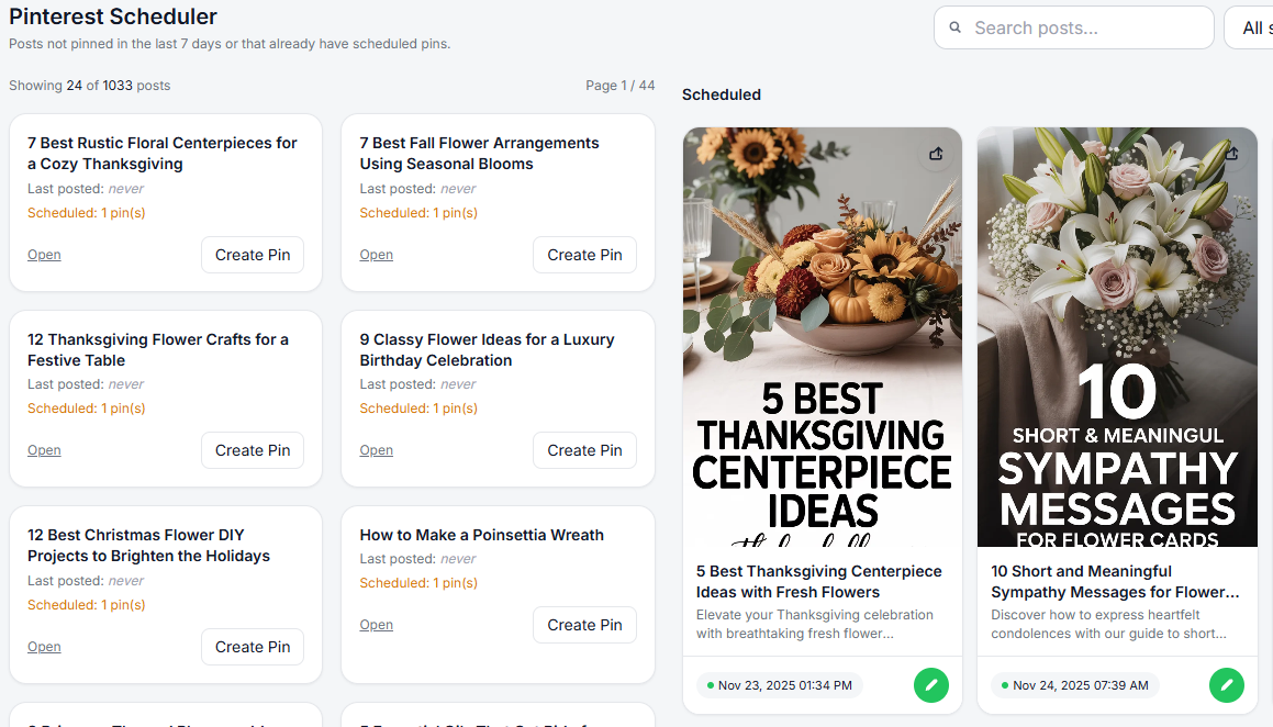 Pinterest scheduler dashboard